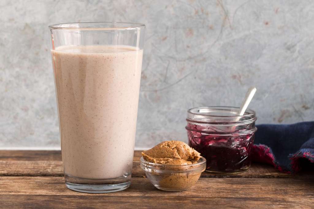 Peanut Butter and Jelly Sandwich Protein Shake