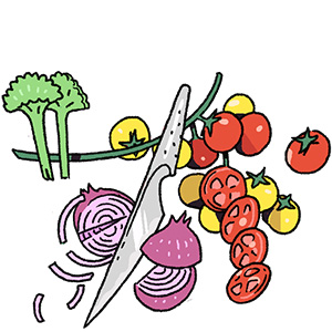 chopping veggies clipart