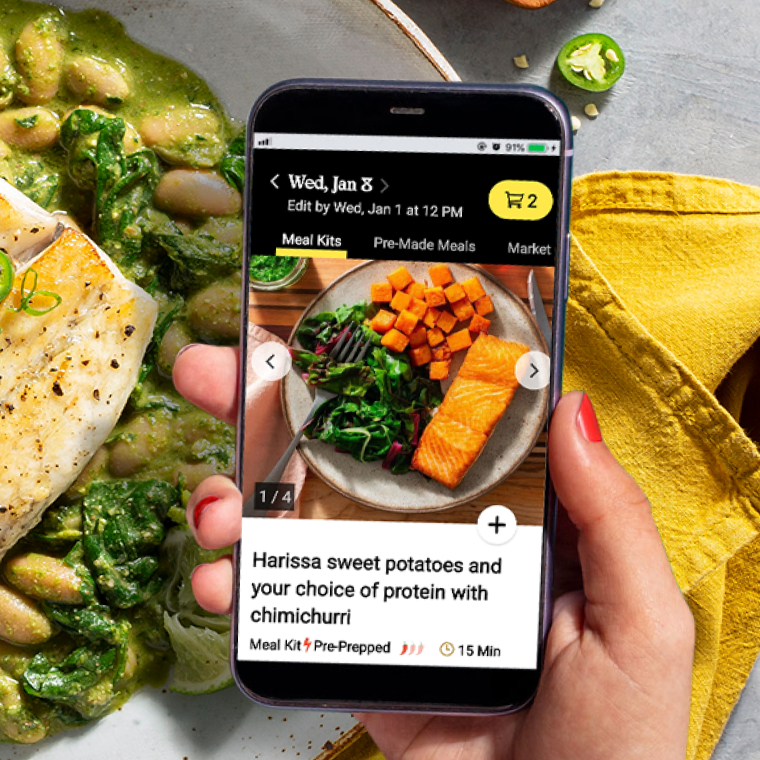 Phone with meal choices